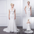 Beaded lace balckless mermaid wedding dress with fishtail